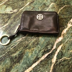 Tory Burch Black Leather Key Card Case